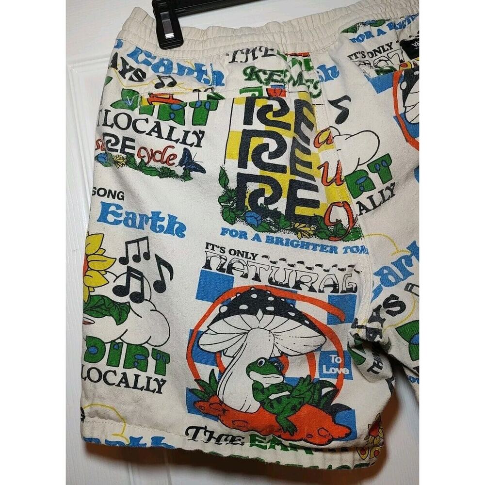 Men's Vans Eco Positivity Graphic Print Skate Beige Shorts Elastic - Small - Picture 6 of 9